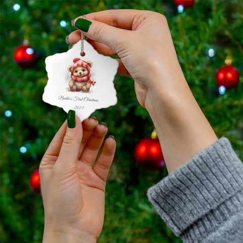 Image of Personalized Baby's 1st Christmas Ornament, Baby's First Christmas Decoration, New Baby Christmas Gift, Baby bear Decoration
